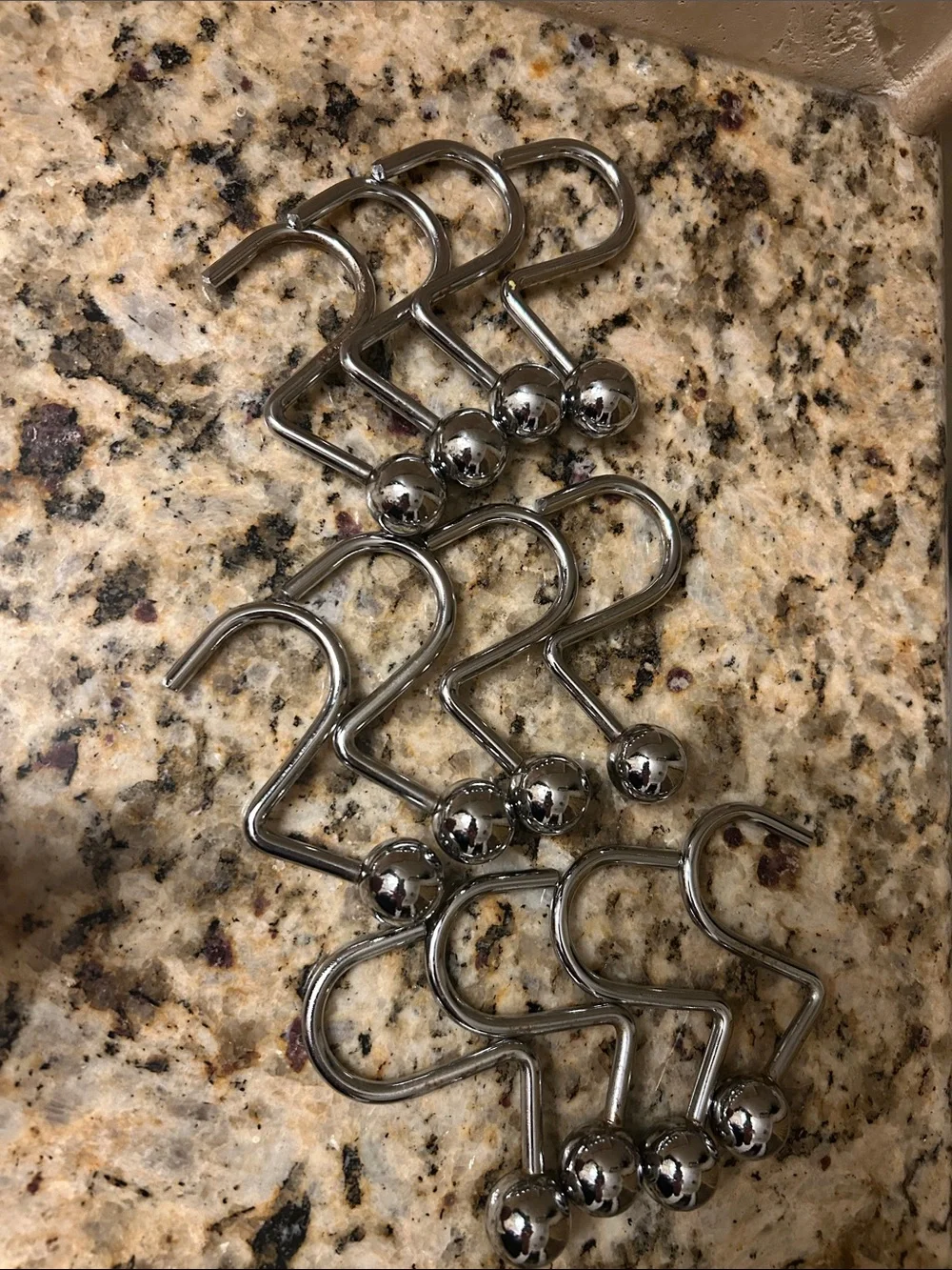 Polished Chrome Shower Curtain Hooks with Ball Ends - Set of 12